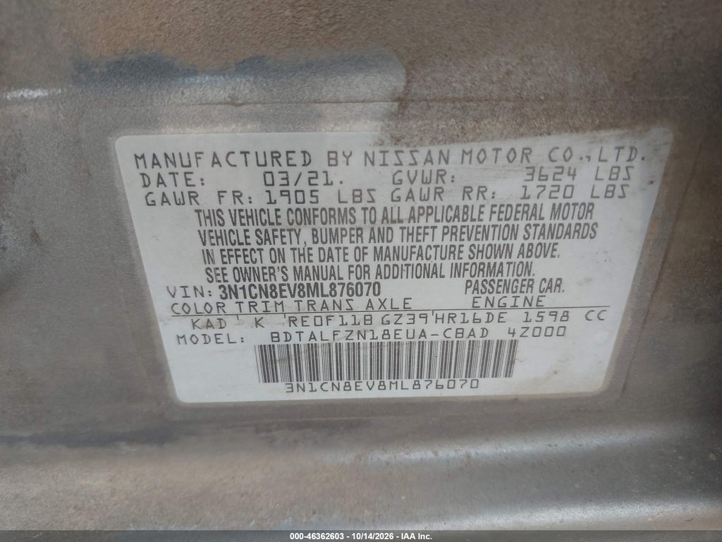 2021 Nissan Versa SV Xtronic CVT photo 9