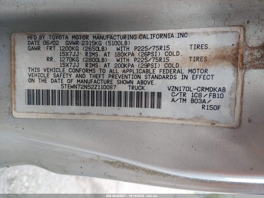 2002 Toyota Tacoma Base V6 photo 9