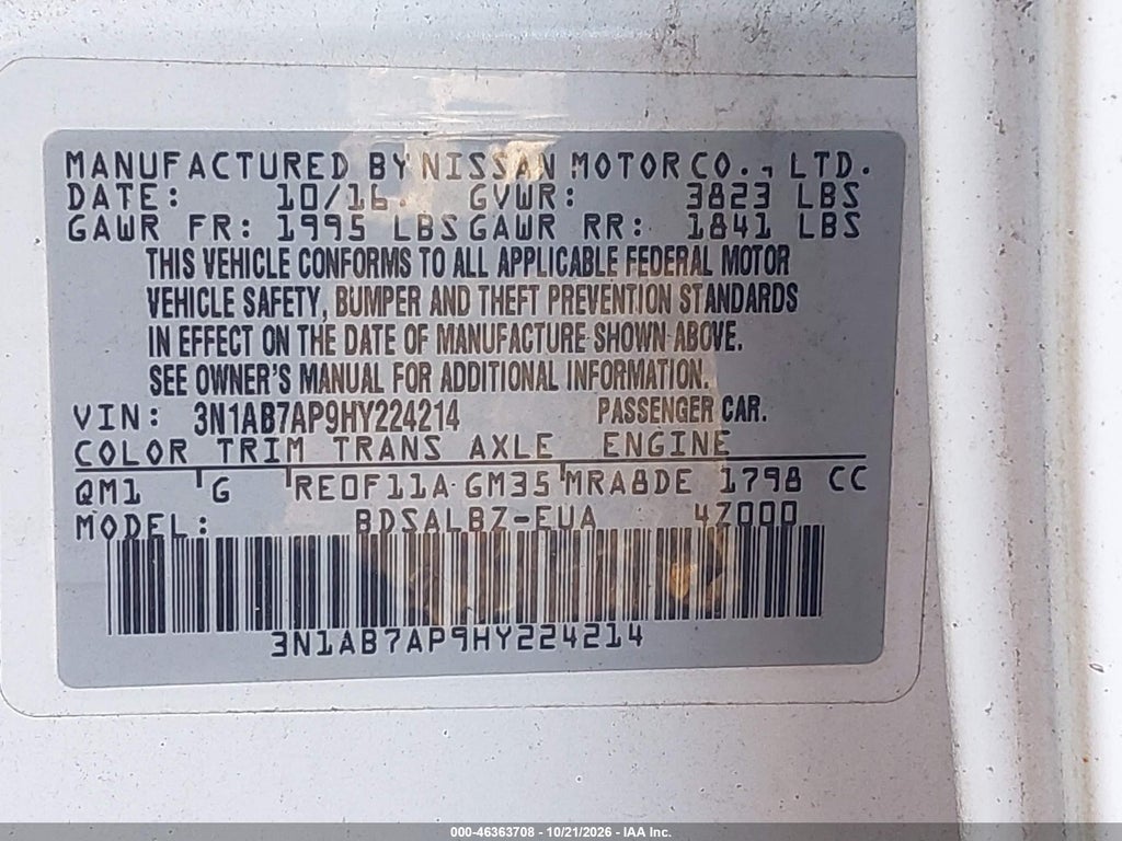 2017 Nissan Sentra S photo 9
