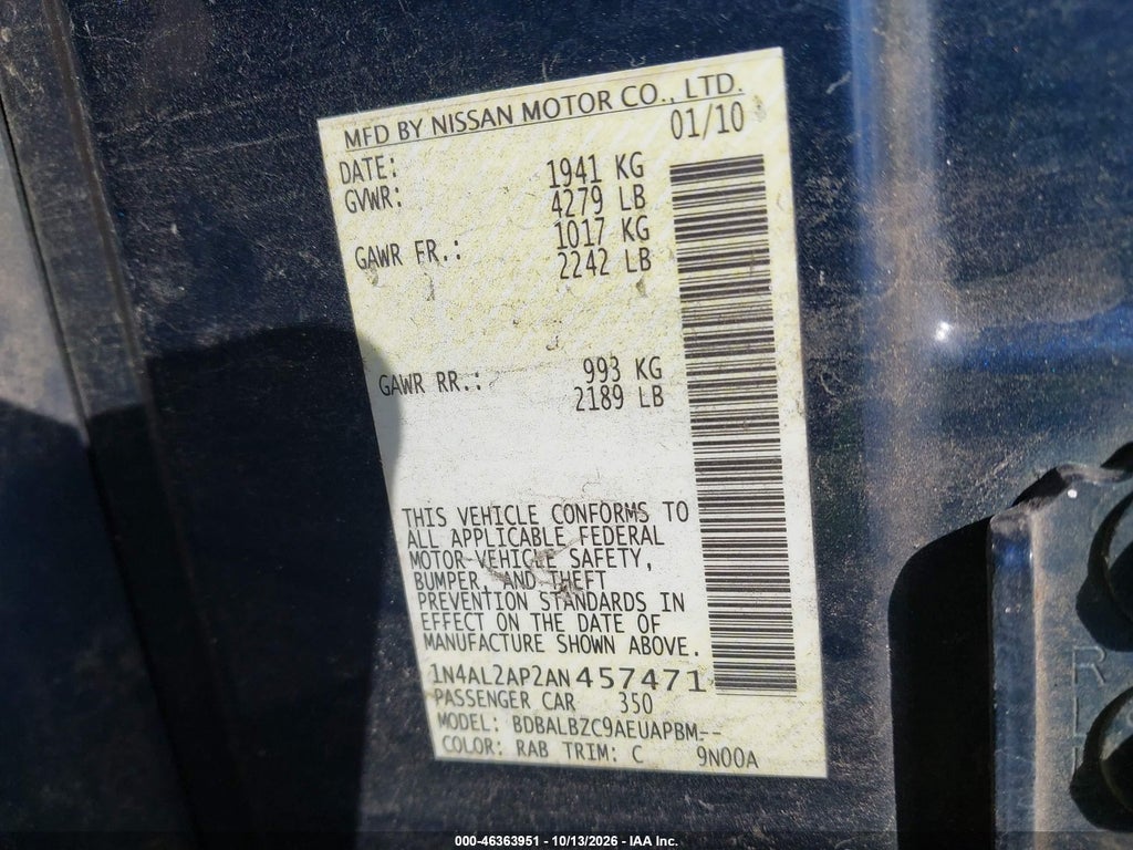 2010 Nissan Altima 2.5 S photo 9