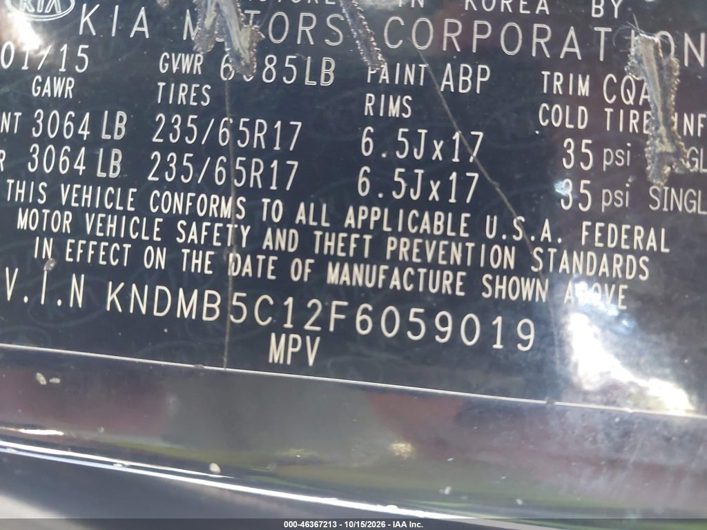 2015 Kia Sedona LX photo 9