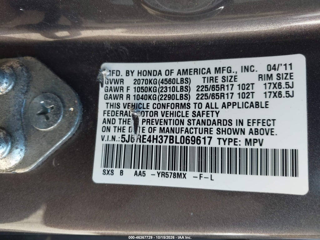 2011 Honda CR-V LX photo 9