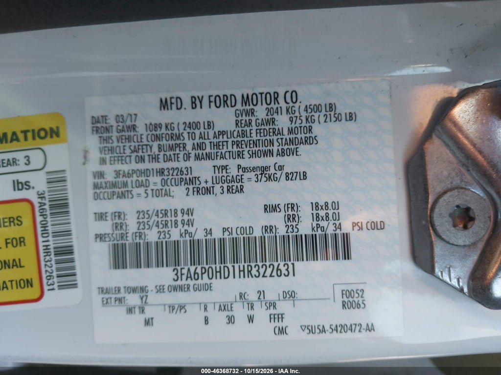 2017 Ford Fusion SE photo 9