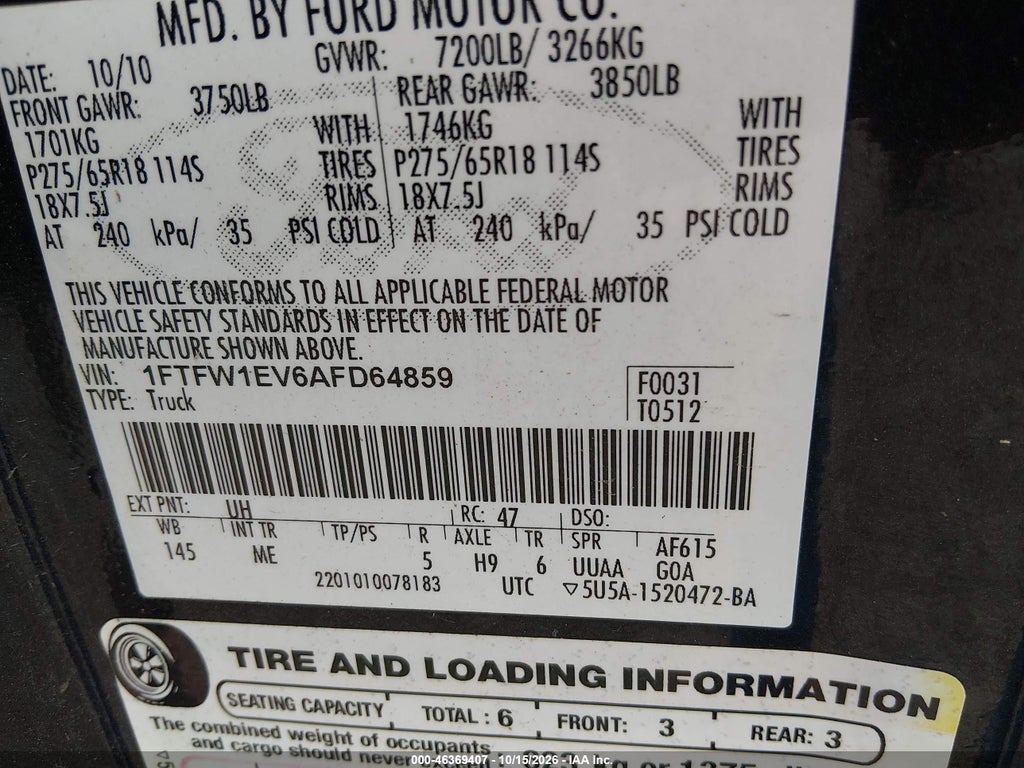 2010 Ford F-150 FX4/Harley-Davidson/King Ranch/Lariat/Platinum/XL/XLT photo 9