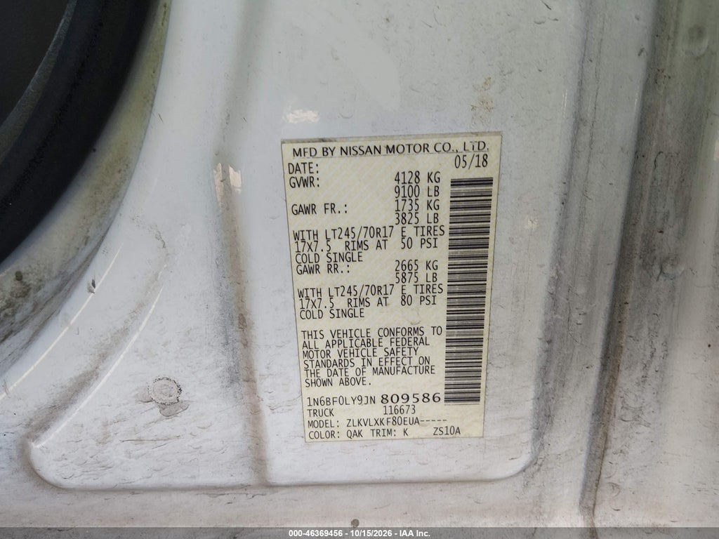 2018 Nissan NV Cargo NV2500 HD SV V6 photo 9