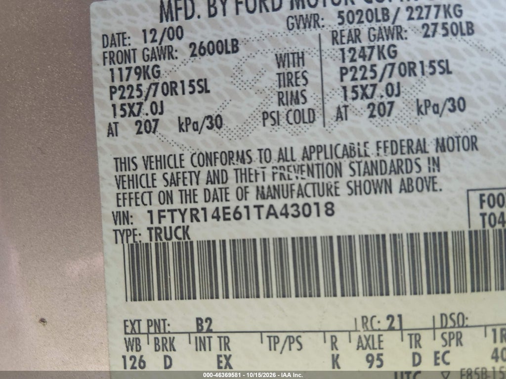 2001 Ford Ranger Edge/XLT photo 9