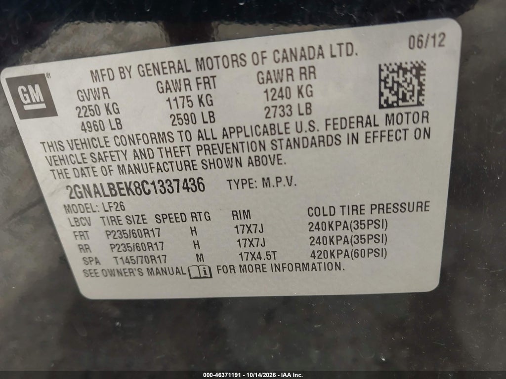 2012 Chevrolet Equinox LS photo 9