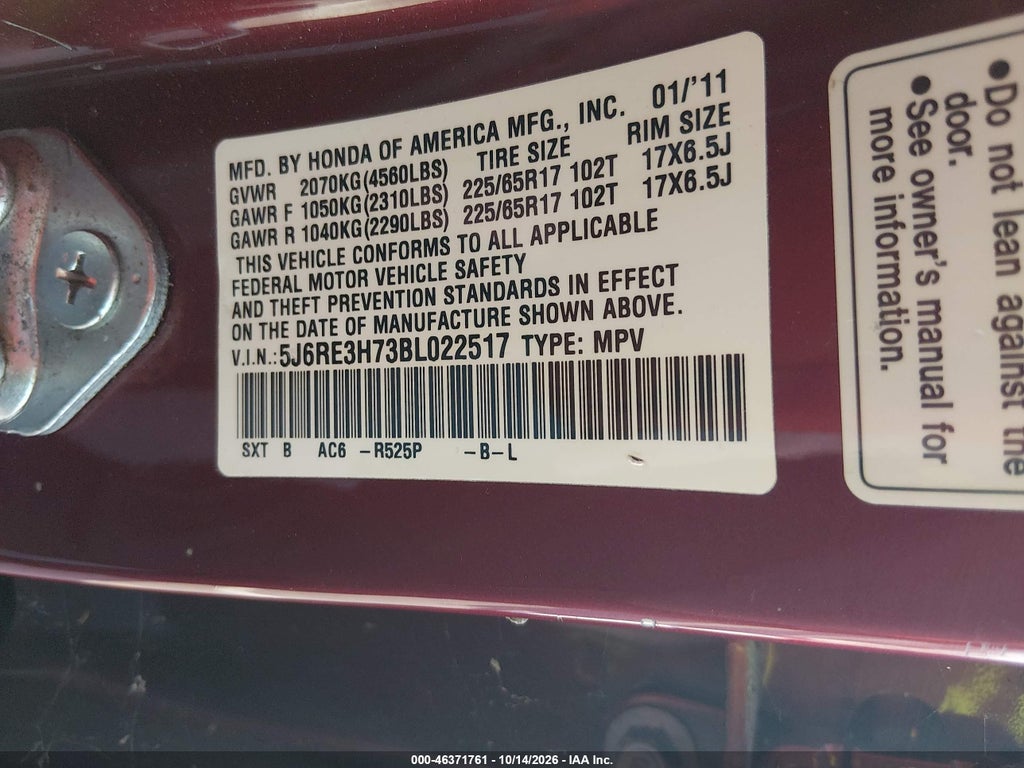 2011 Honda CR-V EX-L photo 9