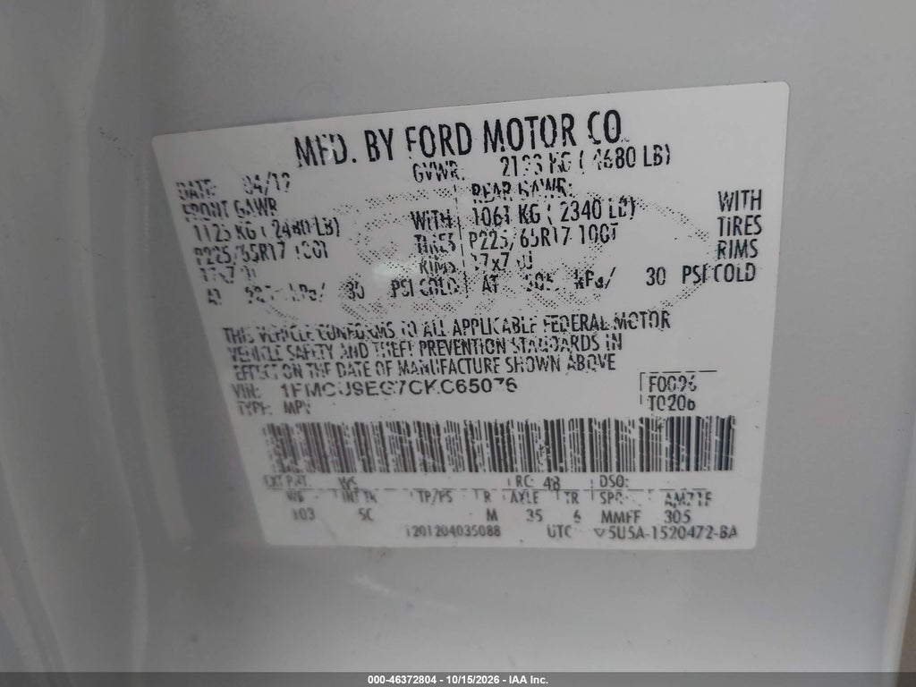 2012 Ford Escape Limited photo 9
