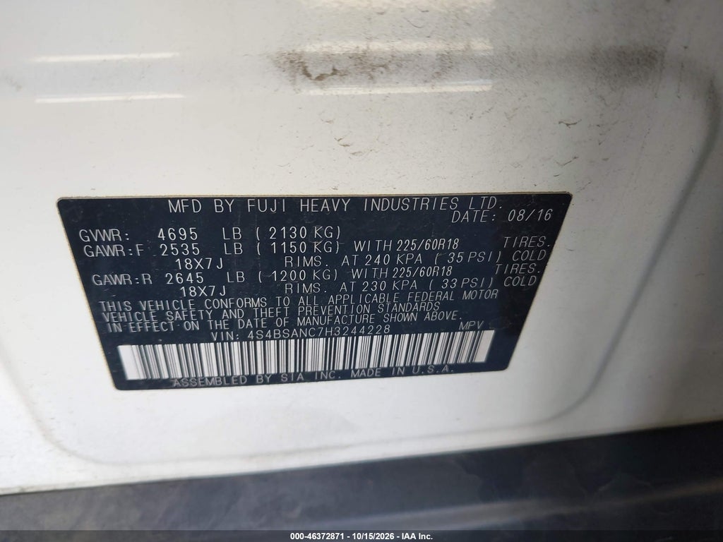 2017 Subaru Outback 2.5I Limited photo 9