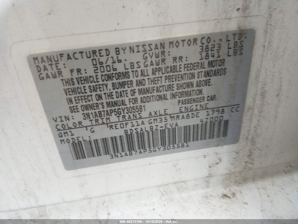 2016 Nissan Sentra Fe+ S/S/SL/SR/SV photo 9