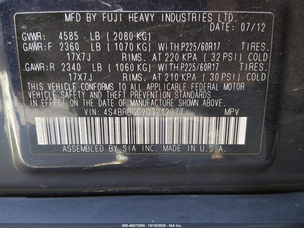 2013 Subaru Outback 2.5I Premium photo 9