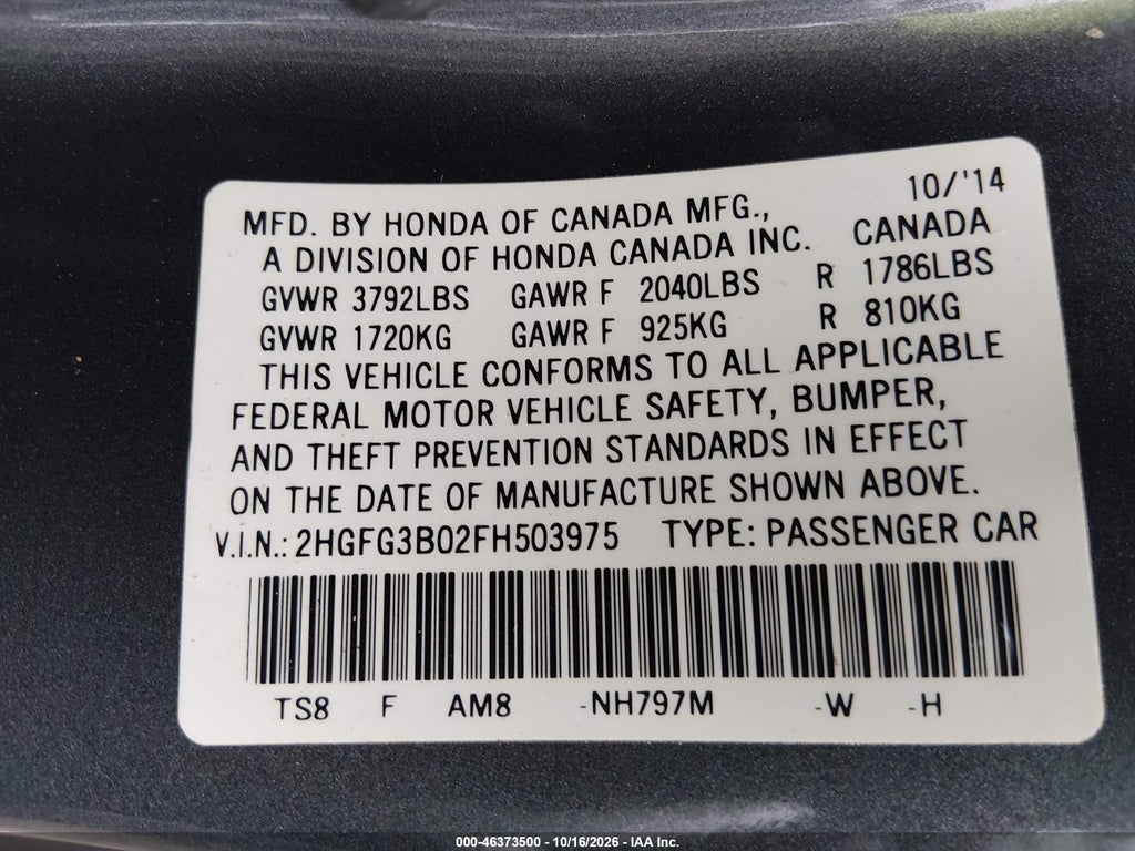 2015 Honda Civic EX-L photo 9