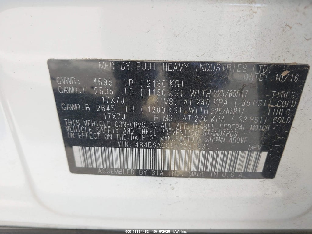 2017 Subaru Outback 2.5I Premium photo 9