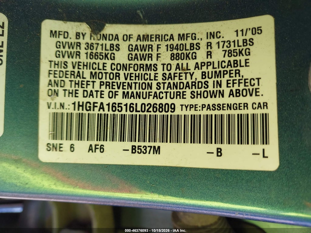 2006 Honda Civic LX photo 9