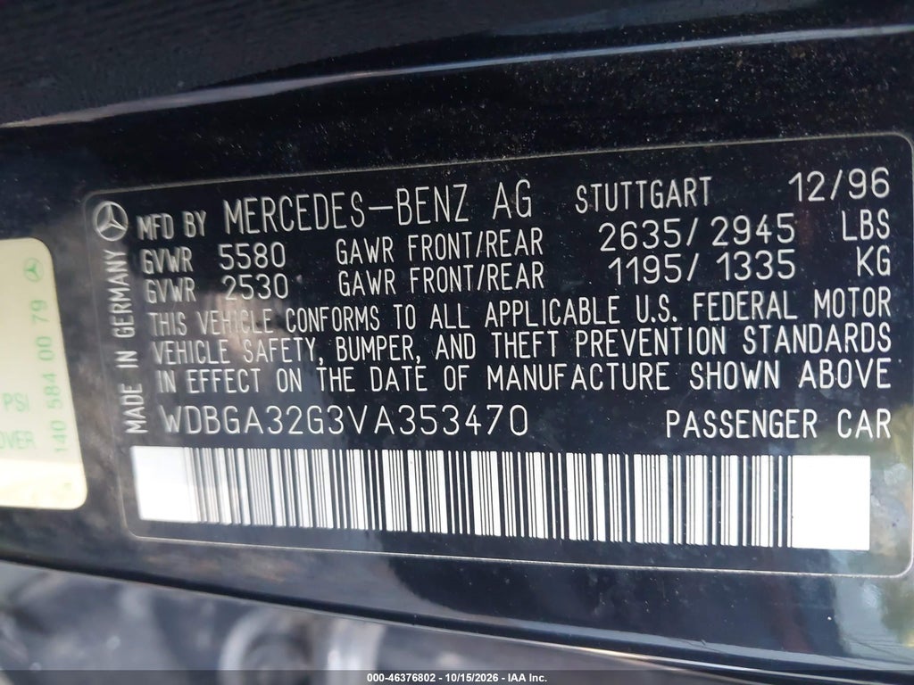 1997 Mercedes-Benz S 320 Base SWB photo 9