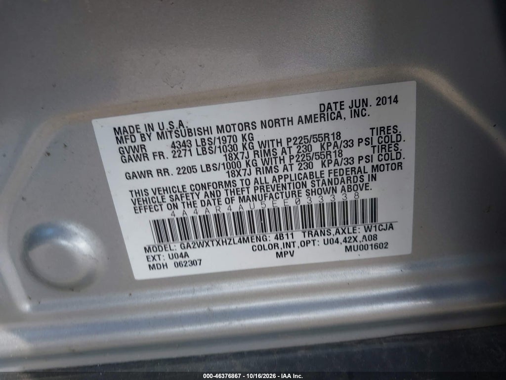 2014 Mitsubishi Outlander Sport SE photo 9