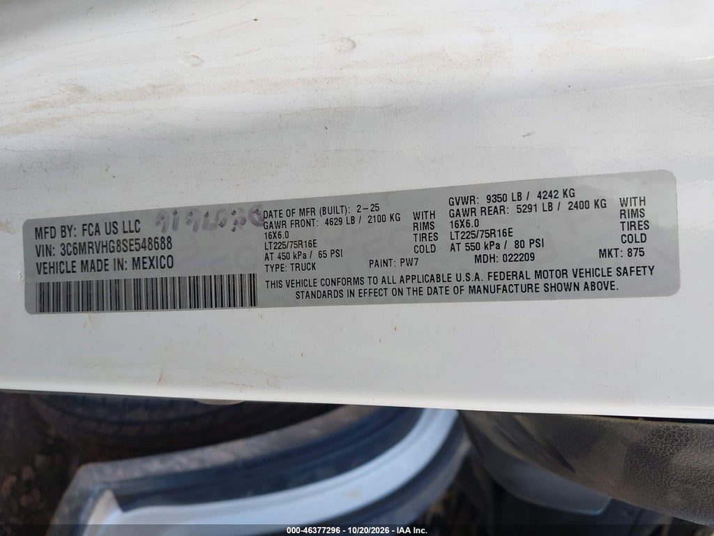 2025 Ram Promaster 3500 Tradesman High Roof 159 WB W/Pass Seat photo 9