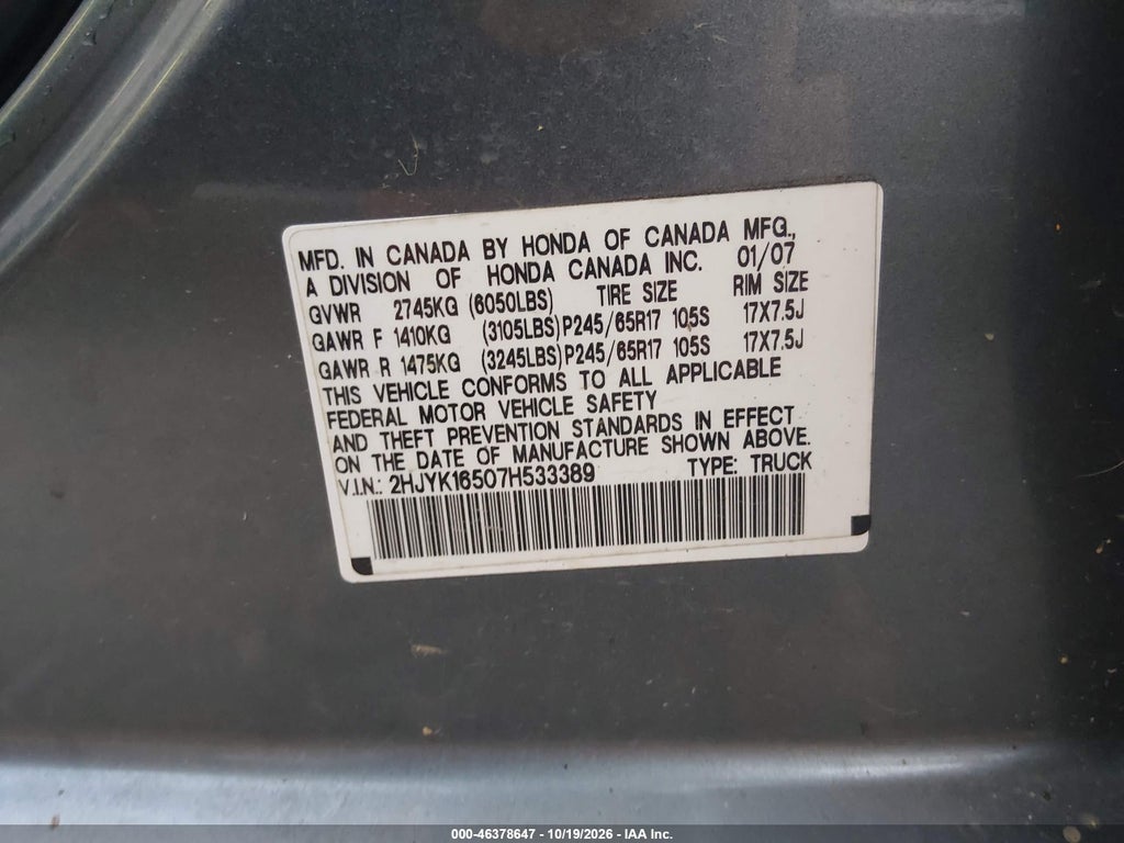 2007 Honda Ridgeline RTL photo 9