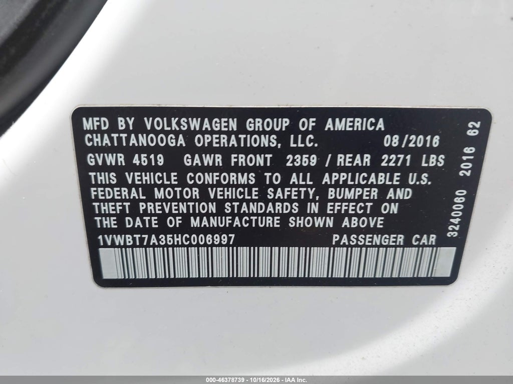 2017 Volkswagen Passat 1.8T SE photo 9