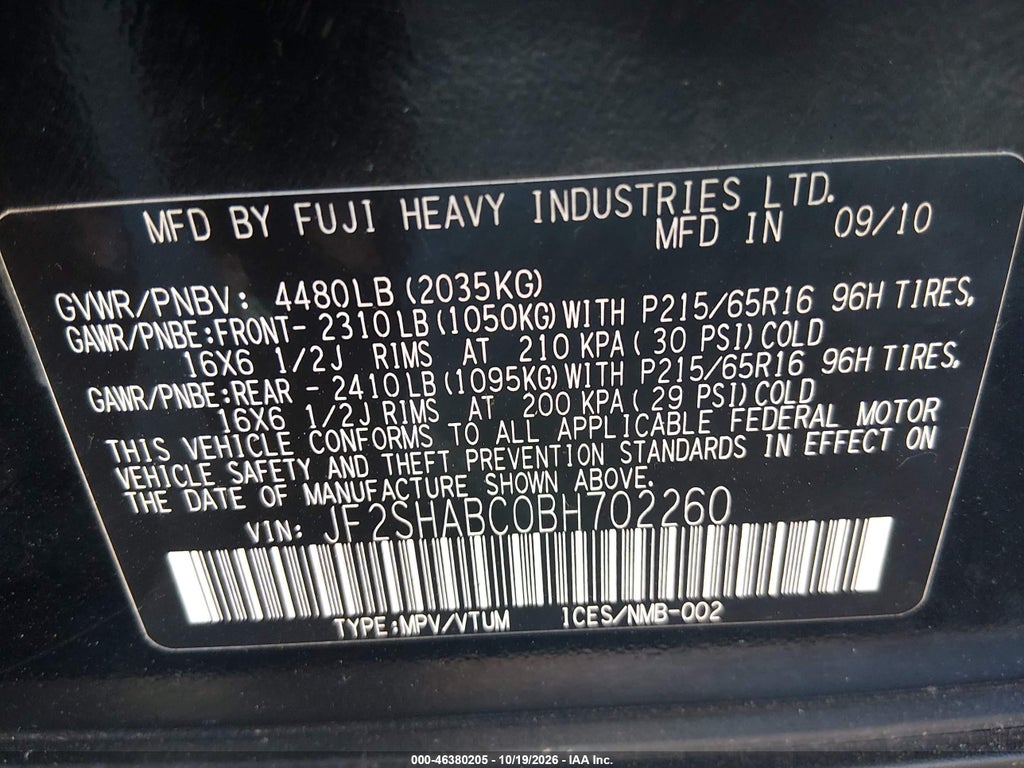 2011 Subaru Forester 2.5X photo 9