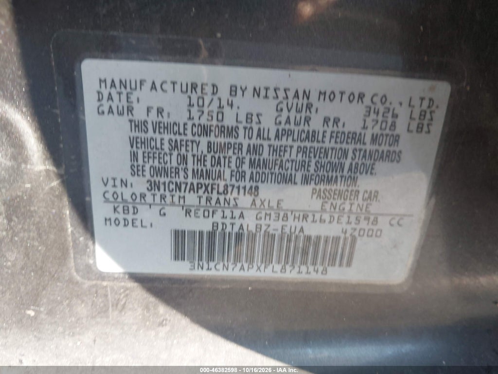 2015 Nissan Versa 1.6 SV photo 9