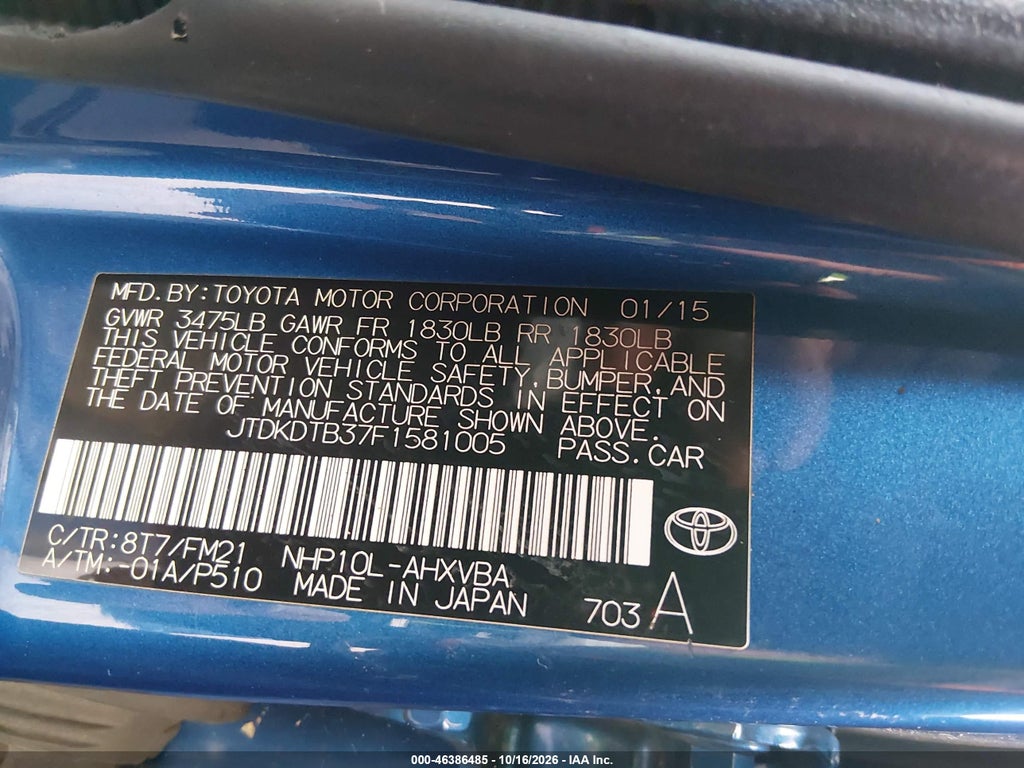 2015 Toyota Prius C TWO photo 9