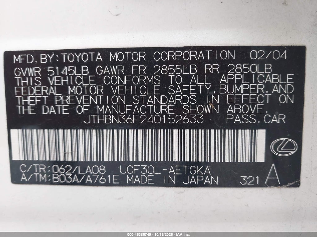 2004 Lexus LS 430 photo 9