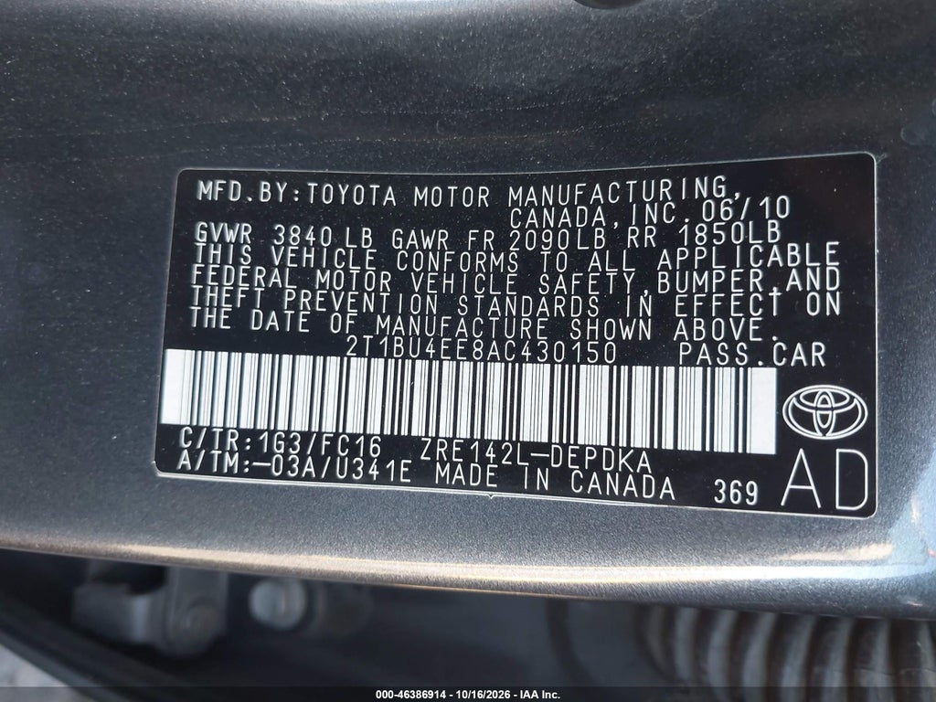 2010 Toyota Corolla LE photo 9