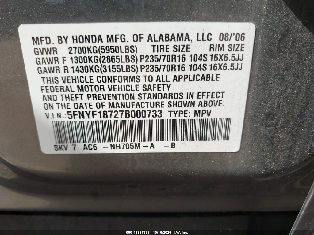 2007 Honda Pilot EX-L photo 9