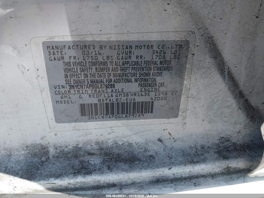 2016 Nissan Versa 1.6 S/1.6 S+/1.6 SL/1.6 SV photo 9