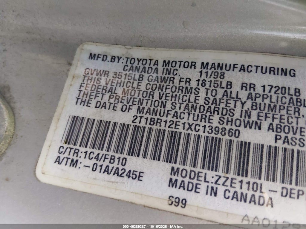 1999 Toyota Corolla CE photo 9