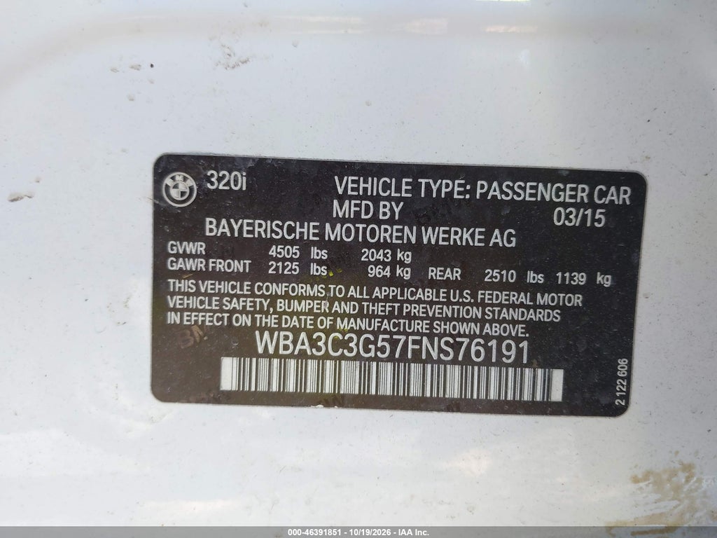 2015 BMW 320I Xdrive photo 9