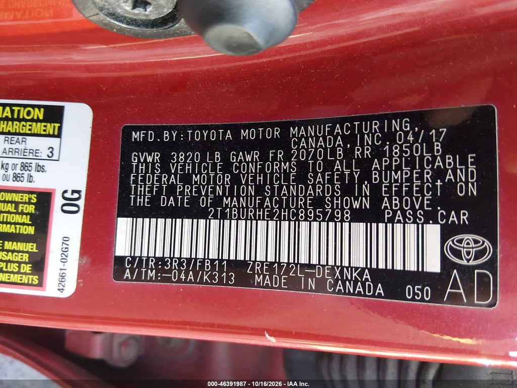 2017 Toyota Corolla LE photo 9
