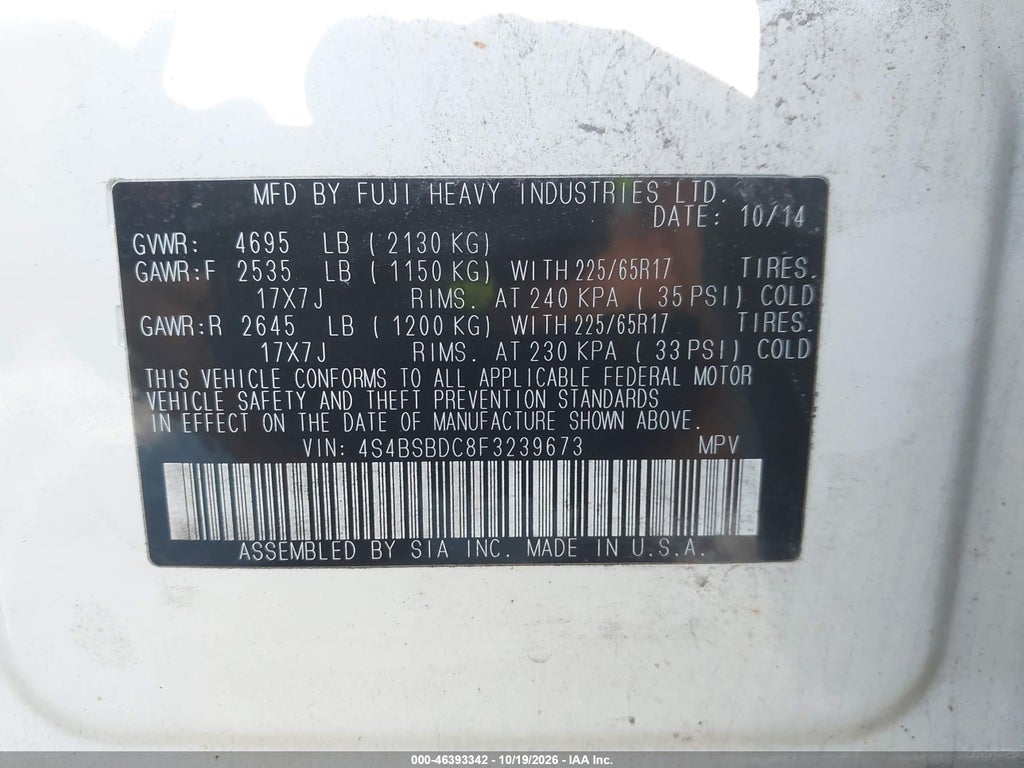 2015 Subaru Outback 2.5I Premium photo 9