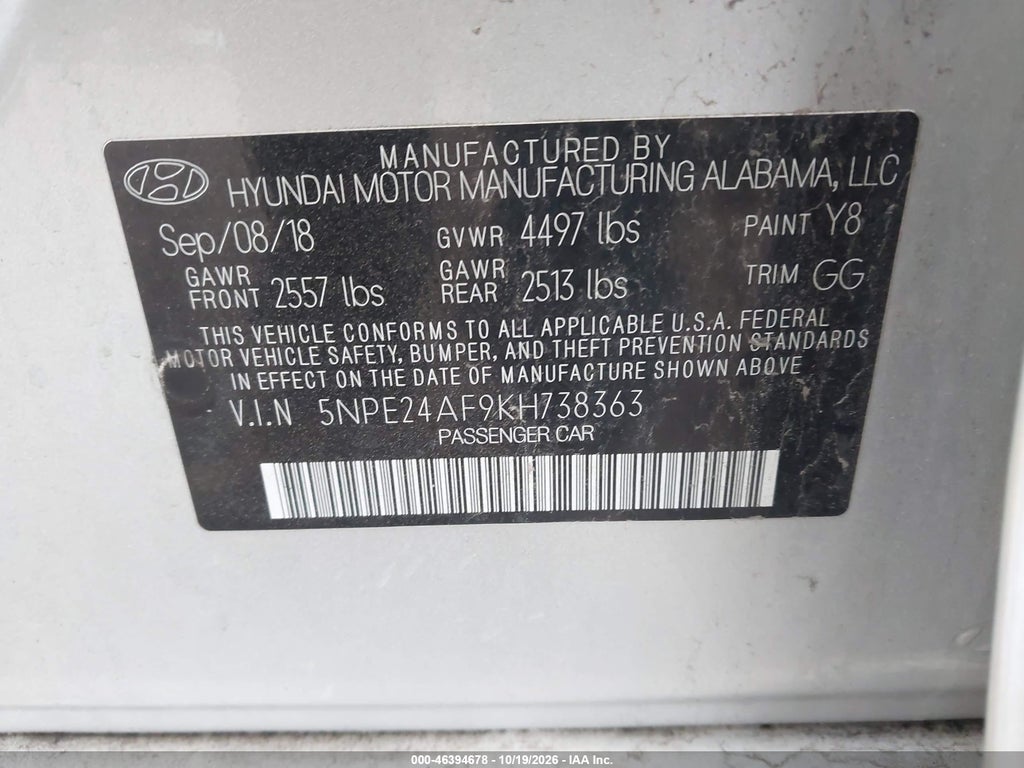 2019 Hyundai Sonata SE photo 9