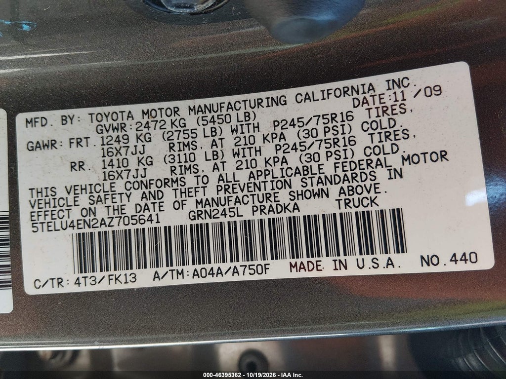 2010 Toyota Tacoma Base V6 photo 9
