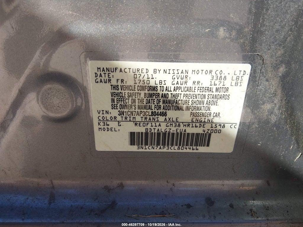 2012 Nissan Versa 1.6 SL photo 9