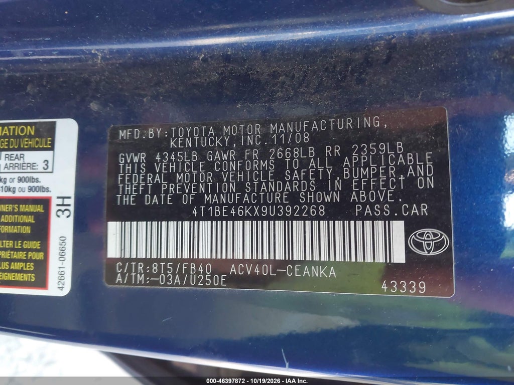 2009 Toyota Camry photo 9