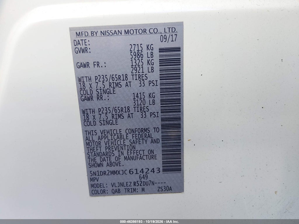 2018 Nissan Pathfinder SV photo 9