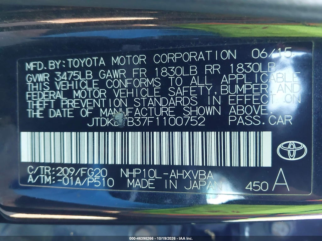 2015 Toyota Prius C TWO photo 9