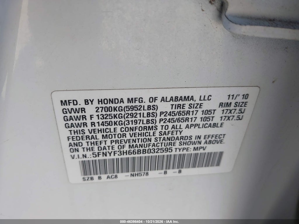 2011 Honda Pilot EX-L photo 9