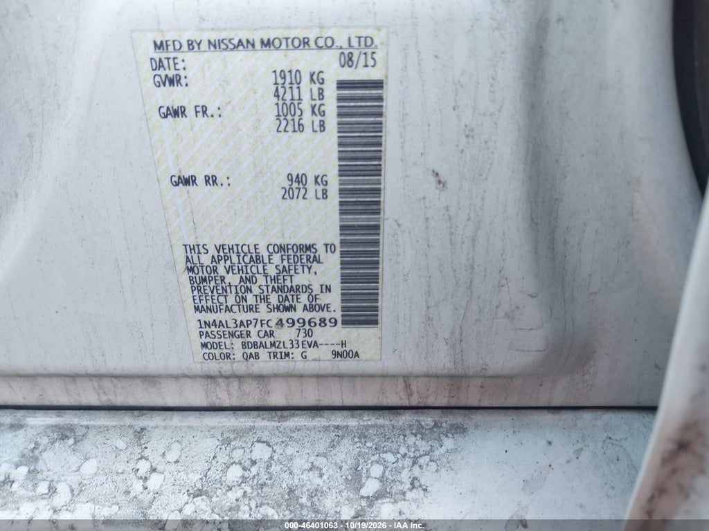 2015 Nissan Altima 2.5 SV photo 9