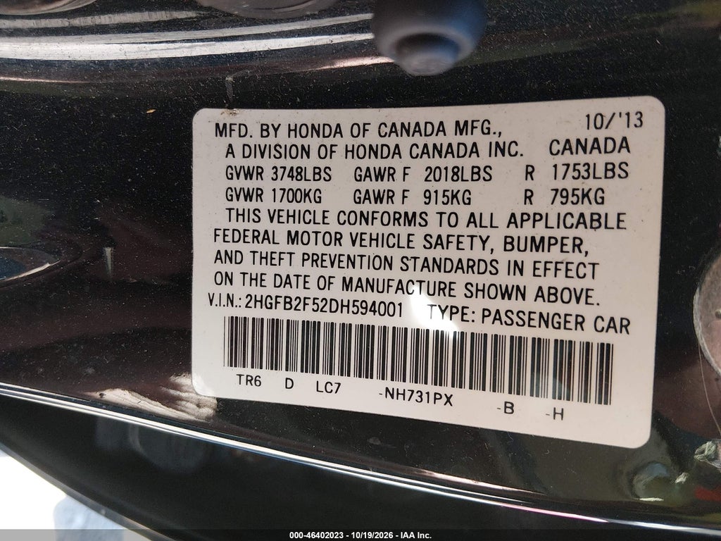 2013 Honda Civic LX photo 9