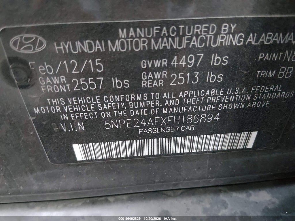 2015 Hyundai Sonata SE photo 9