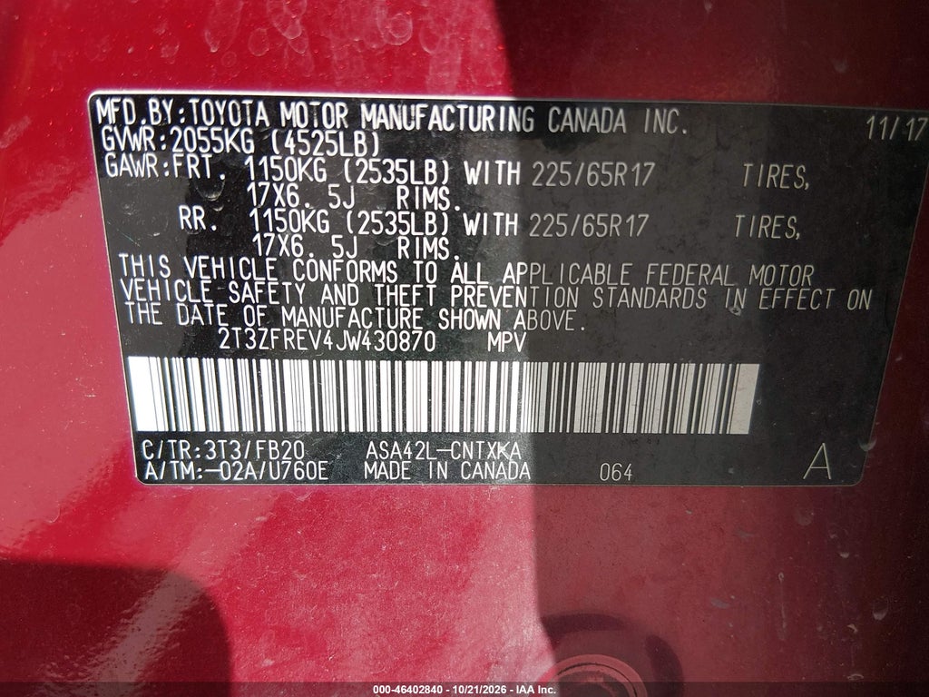 2018 Toyota RAV4 LE photo 9