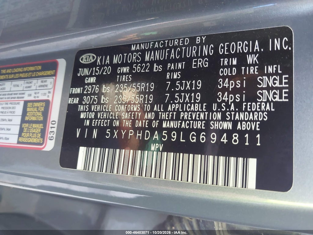 2020 Kia Sorento 3.3L EX photo 9