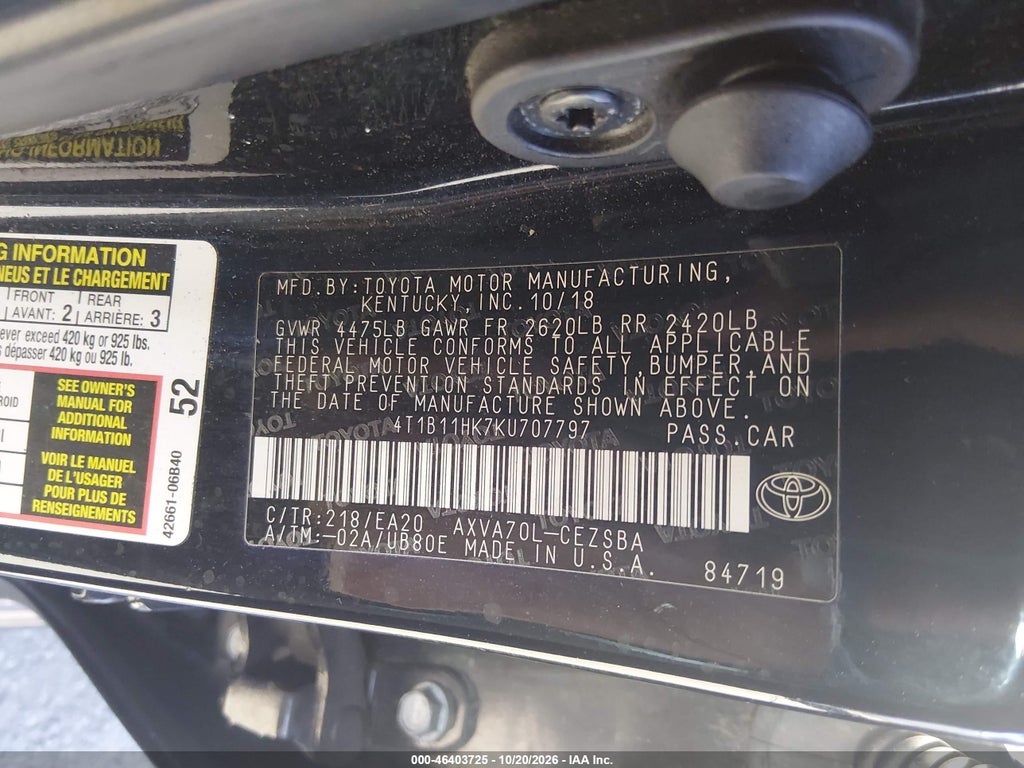 2019 Toyota Camry SE photo 9