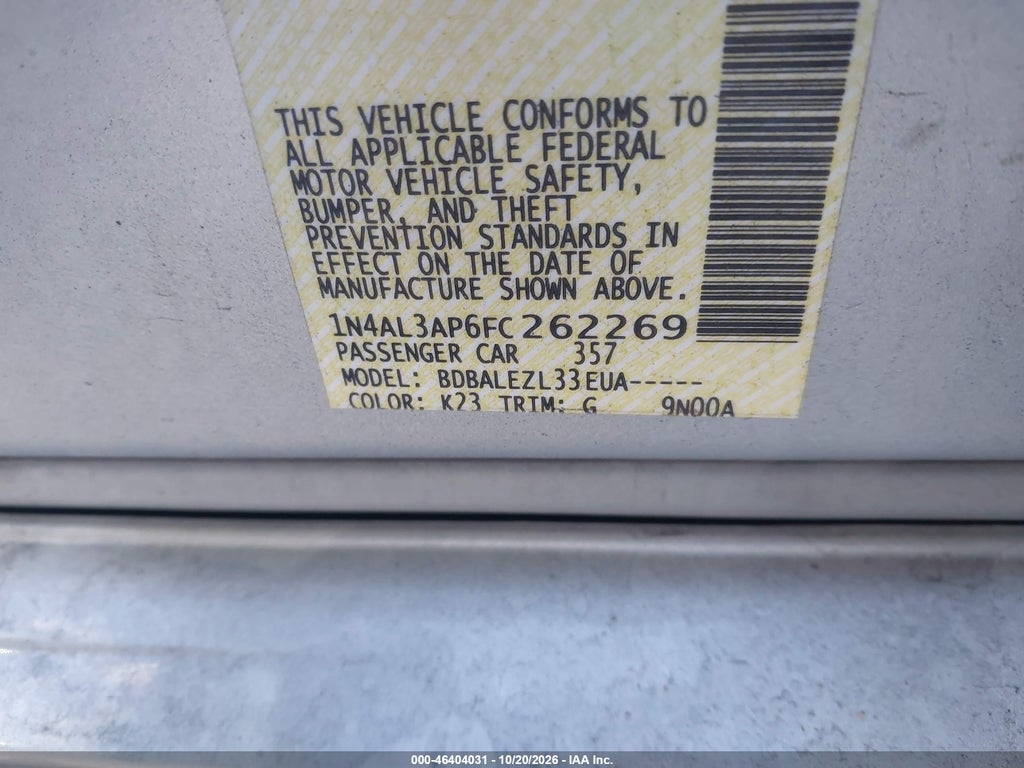2015 Nissan Altima 2.5/2.5 S/2.5 SL/2.5 SV photo 9