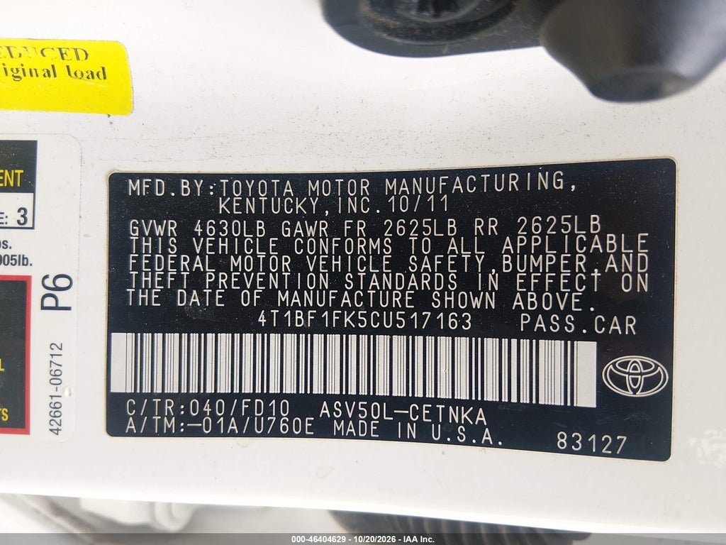 2012 Toyota Camry LE photo 9
